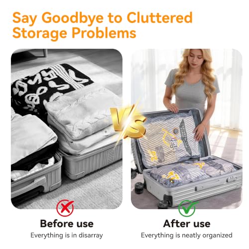 Wireless Rechargeable Vacuum Packing Bags Set - 10 Pack with Travel Size Compression Storage for Luggage & Home Organization - Variation of 10 Combo Set