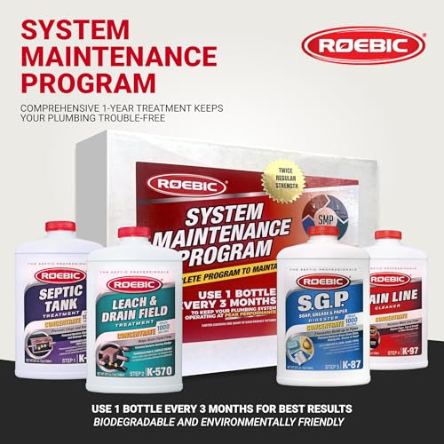Roebic Septic System Maintenance Kit - Complete 4 Quarts Bacterial Treatment