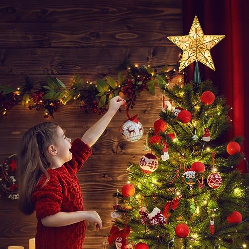 Brightown Gold Star Christmas Tree Topper with Lights (Gold Star, Green Base) 3D Plug-In