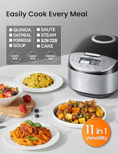 6-Cup Capacity Fuzzy Logic Rice Cooker with 11 Preset Modes - Compact & Versatile