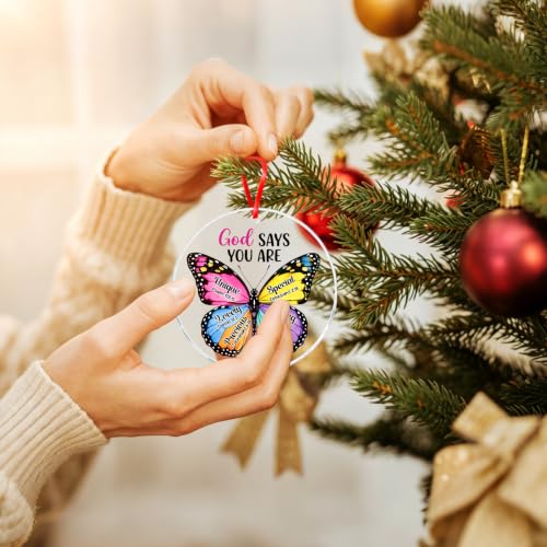 D4DREAM Christian Gifts for Women - God Says You Are Butterfly Ornament (Religious-butterfly Colorful)