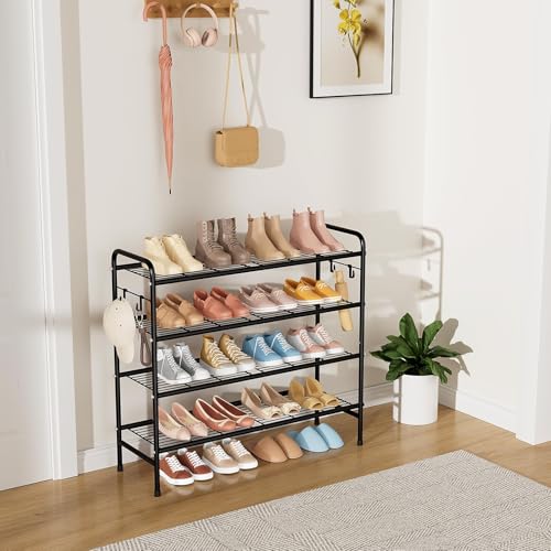VILICK 4-Tier Shoe Rack 33" Wide Metal Organizer Long Storage with 4