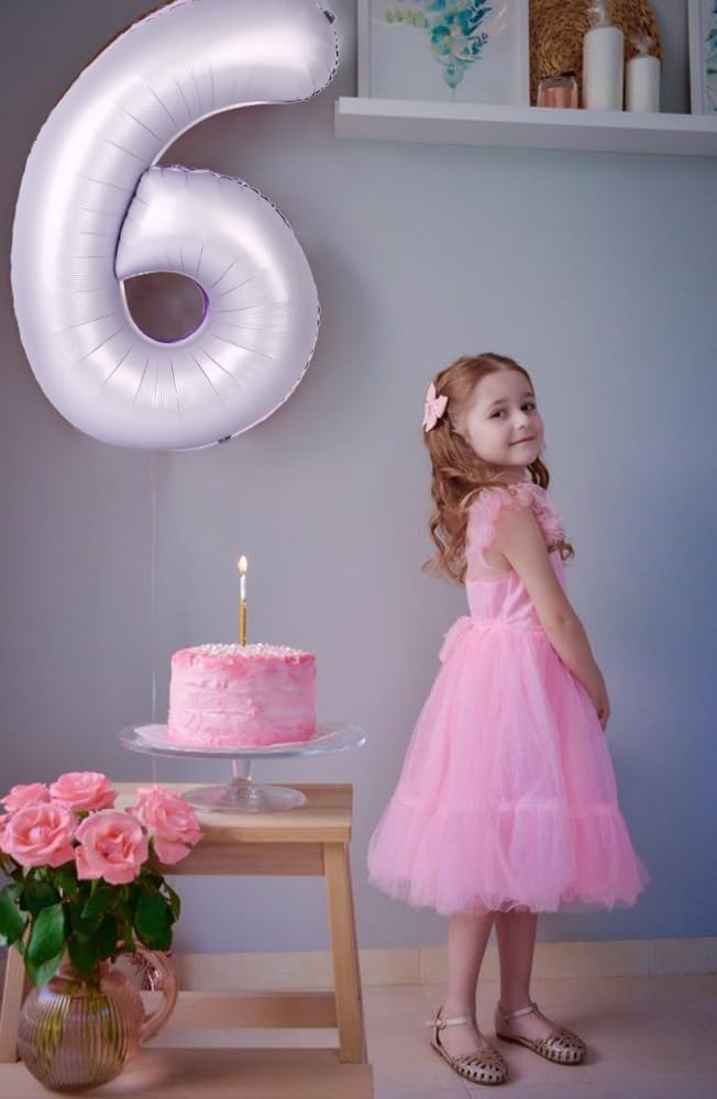 Number 6 Balloon - 40 Inch Cream Purple Birthday Decoration for Boys & Girls | Perfect for 6th Birthday Celebrations