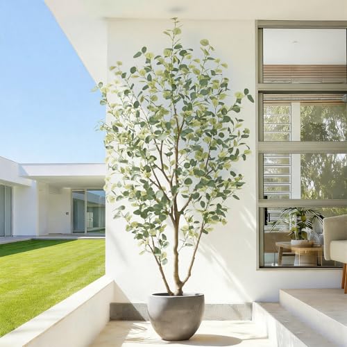7FT Artificial Eucalyptus Tree Indoor Faux Tree with 901 Silk Leaves - Tall Home Decor