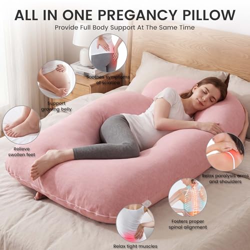Pregnancy Pillow for Sleeping - 59 Inch Maternity Support Body Pillow with Removable Washable Cover - Pink Variation of THIS listing