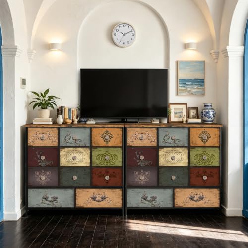 VASICAR Classic Pattern 11-Drawer Bedroom Dresser Tall Storage Chest