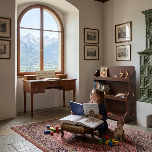 Kids Bookshelf Wooden Storage Shelf 31.25" x 33.5" Walnut Grain Finish - RedWalnut Pattern