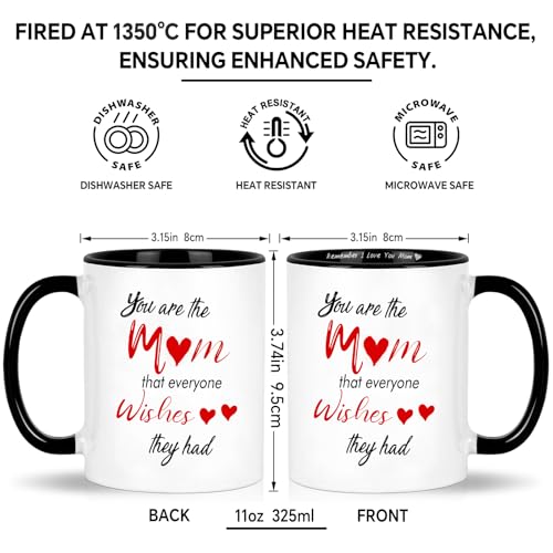 Mom-Ideal Mom White Mug - LIMUIKA 11oz Gift for Mom from Daughter, Mother's Day