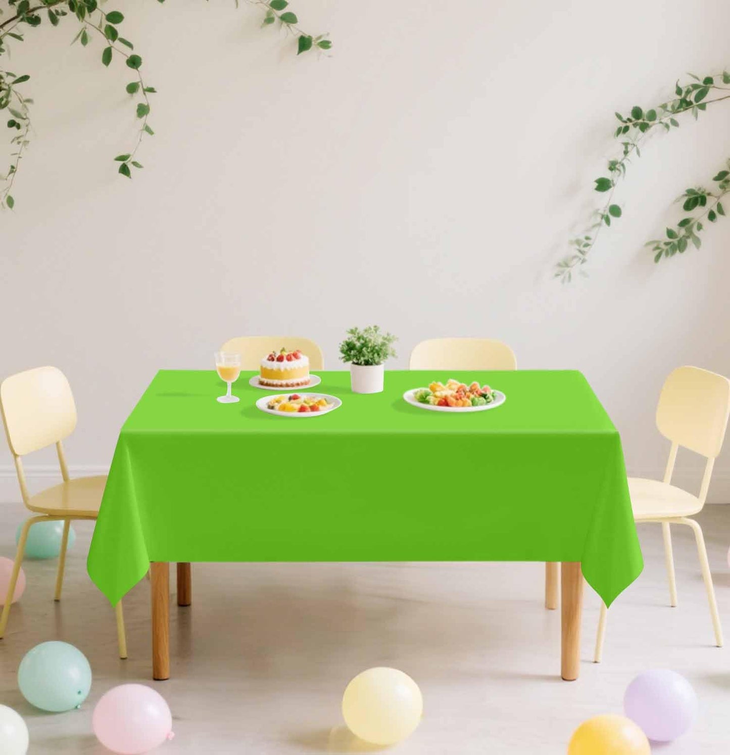 SietDESEO 2 Pack Lime Green Plastic Tablecloth Rectangle 54 x 108 Premium Disposable Table Cloth Plastic Lime Green Table Cover for Wedding Baby Shower Party Decorations