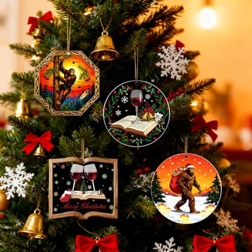 Zoacrn Book-Shaped Wine Cup Acrylic Christmas Ornament, 10cm, Personalized Clear Ornament