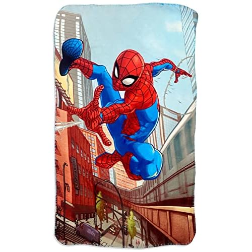 Spiderman Shooting Spider webs Yellow, Red and Blue Fleece Throw Blanket 40 x 60 (Mirror Spiderman)