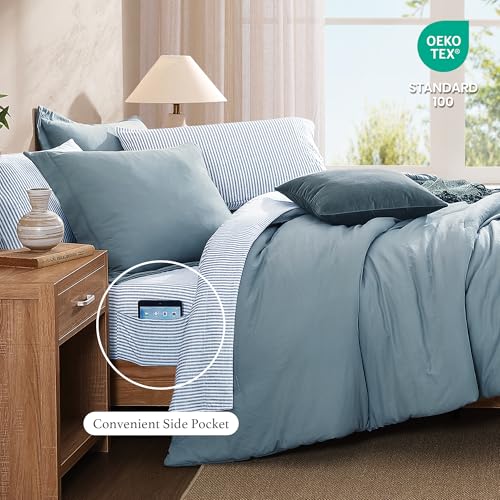 Blue California King Comforter Set 7 Pieces - Soft Bed in a Bag