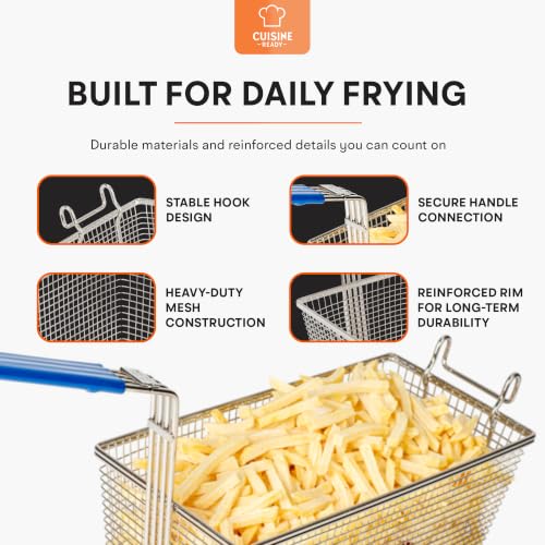 Blue Deep Fryer Basket 2-Pack Commercial-Grade Food-Ready Utensils