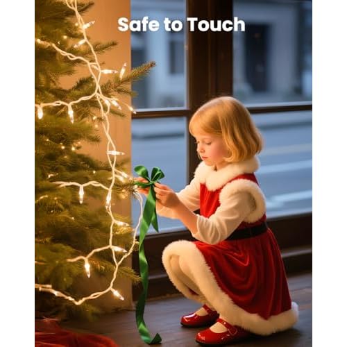 Minetom Clear Christmas Lights Set 100 Count 25 Feet Incandescent Bulb Mini String Lights for Indoor Christmas Tree Garland Birthday Wedding Party Festival Decoration, White Wire