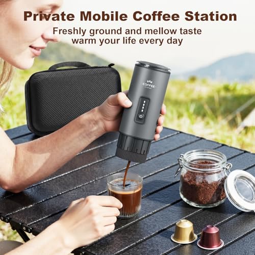 Uiifuidy Space Gray 3-in-1 Portable Coffee Maker with Self-Heating, Rechargeable Espresso Machine for Camping & Office