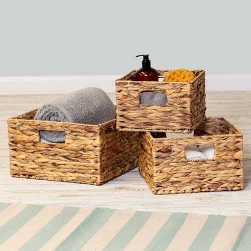 Honey-Can-Do Woven Water Hyacinth Wicker Storage Baskets, Nesting Set