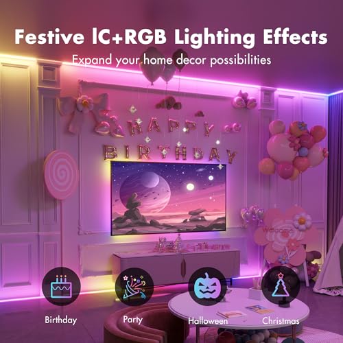ATHONO 100FT RGB IC LED Strip Lights for Bedroom & Home Decor, App & Music Control