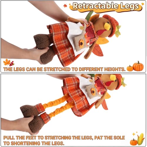 Set of 2 Adjustable Thanksgiving Turkey Couple Figurines - Fall Harvest Decor