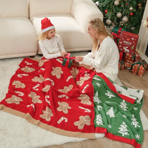 Snuggle Sac Christmas Throw Blanket 50x60in Green Tree - Ultra Soft Reversible Cozy Blanket