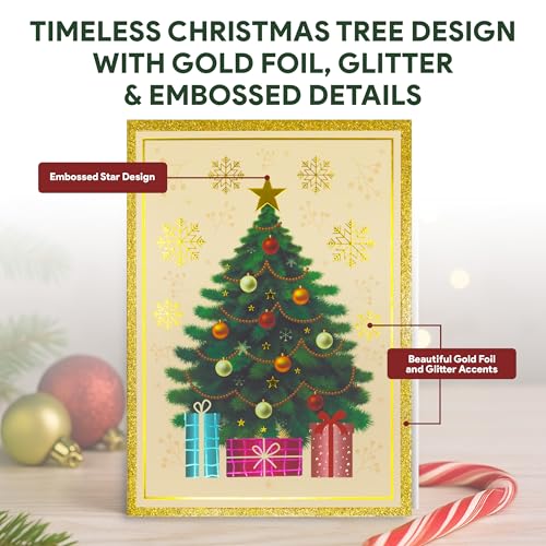 Decorably 16-Pack Gold Foil & Embossed Christmas Cards 5x7in with Envelopes