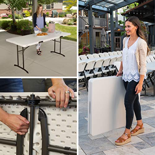 Lifetime 6-Foot Commercial Fold-in-Half Table - Almond, Indoor/Outdoor, Heavy Duty