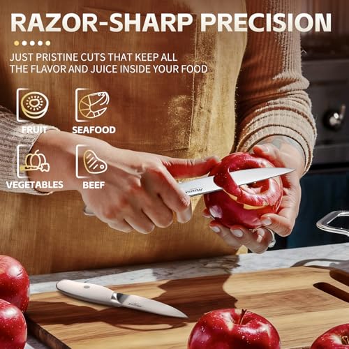 Huusk Paring Knife Set - Razor Sharp 5-Inch Utility & 3.5-Inch Fruit Peeling Knives