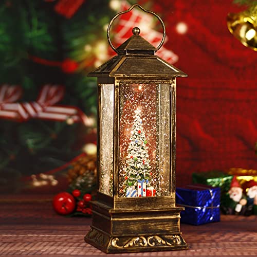 Snow Globe Christmas Lantern Decorations, Musical with Swirling