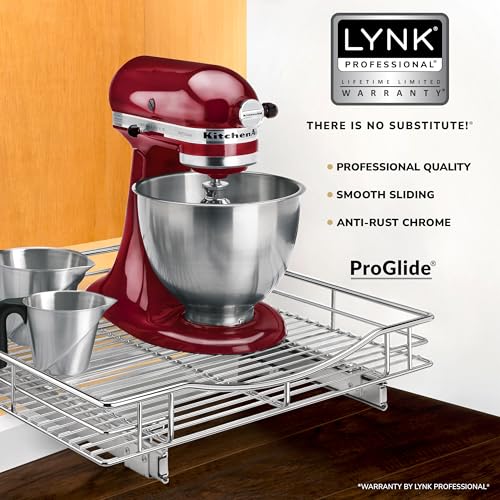 Pull Out Cabinet Organizer 20 Inch Chrome Kitchen Drawer Slide - LYNK PROFESSIONAL