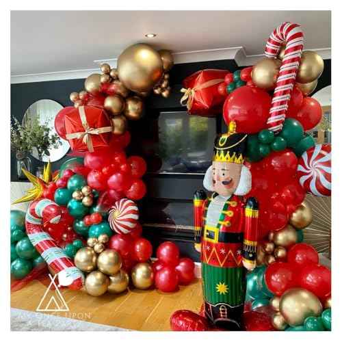 Christmas Balloons, 50pcs 12 inch Red Green Gold Latex Balloons for Christmas Party Decorations
