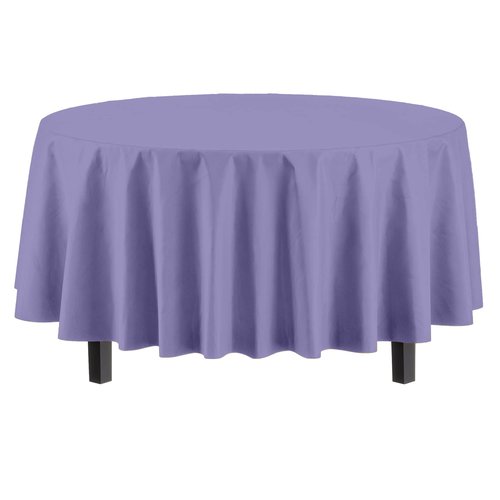 Exquisite 12-Pack Premium Plastic Tablecloth 84in. Round Table Cover - Lavender