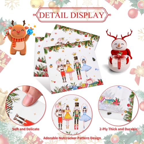 Christmas Ballet Napkins - White and Green 50 Count Holiday Party Disposable Paper