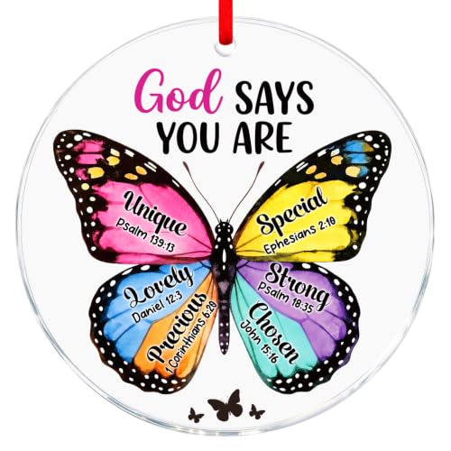 D4DREAM Christian Gifts for Women - God Says You Are Butterfly Ornament (Religious-butterfly Colorful)
