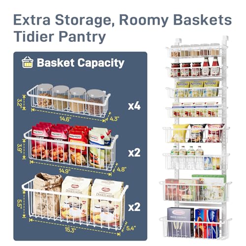 Over The Door Pantry Organizer 8-Tier Shelf - Black & White Variations