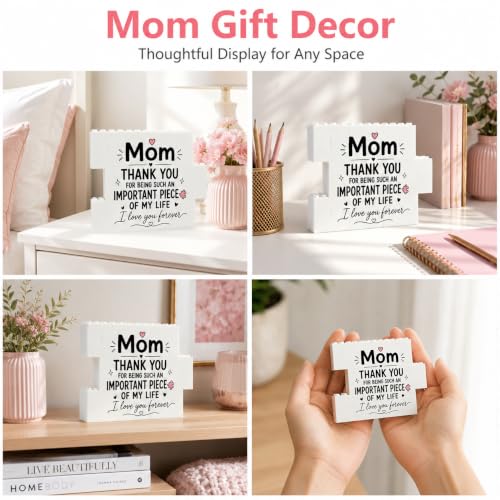 Mom Gifts from Daughter or Son - Heartfelt Puzzle Block Plaque for Mom