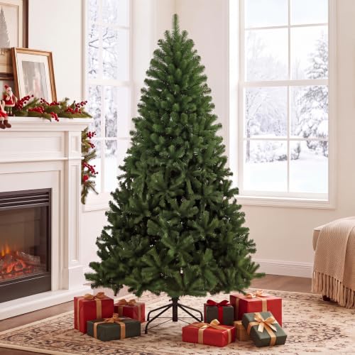 DUMOS 4.5 Ft Green Artificial Christmas Tree, Pre-Lit Holiday Decor