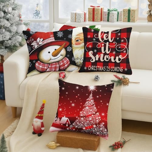 Emvency 20 x 20 Inch Snowman Throw Pillow Covers Set of 4 - Velvet Soft Decor