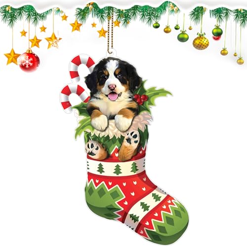 Zoacrn Bernese Mountain Dog Christmas Ornament - Acrylic 3.93in Hanging Tree Topper