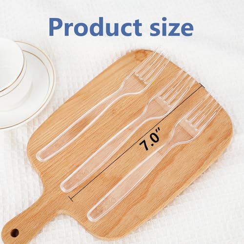 SACATR 1000 Count Heavy Duty Clear Plastic Forks Bulk Disposable Silverware