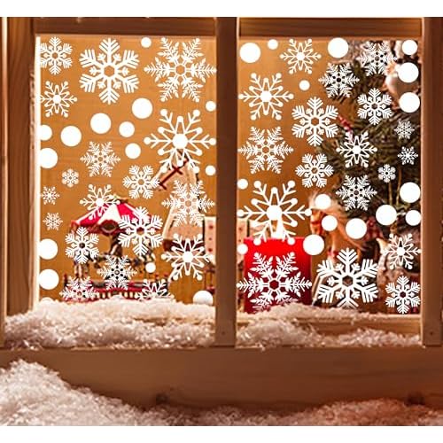 321pcs Christmas Window Decals - 9 Sheets of Snowflakes, Winter & Holiday Designs for Glass Windows