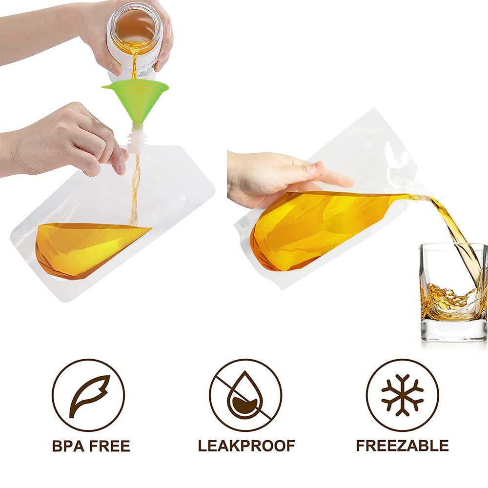 Juice Travel Plastic Bags Portable Collapsible Beverage Bag | Leakproof Foldable Water Carrier for Outdoor Hiking, Camping & Seed Storage | Food-Grade BPA-Free Liquid Container