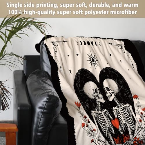 Romantic Couple Blanket for Anniversary Halloween 80x60 - Skeleton Love