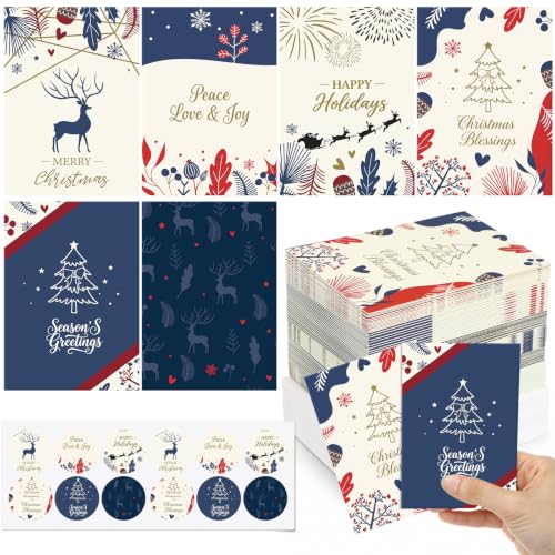 Gueevin 72 Pcs Reindeer Christmas Cards Bulk with Envelopes & Stickers - Variation: Reindeer