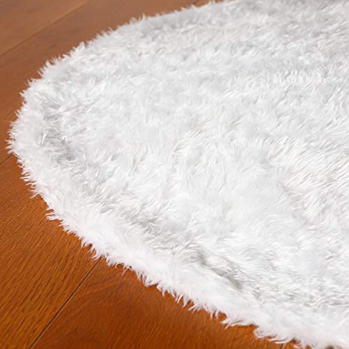 Sattiyrch Faux Fur Christmas Tree Skirt,White Xmas Decorations for 5ft Christmas Tree (White, 30in)