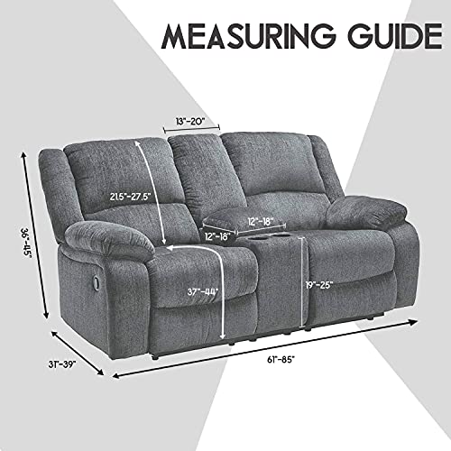 ULTICOR Velvet Reclining Love Seat Cover with Middle Console - Chocolate, 8-Piece Slipcover for 2 Seater Sofas