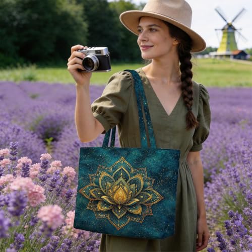 YRZGBNM Multicolor Bird Gifts Canvas Tote Bag with Zipper Inner Pocket - 16x13in Reusable Shopping