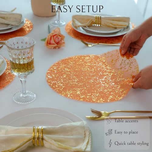 Orange Gold 13" Placemats - 50 Pcs Round Disposable | Snowkingdom