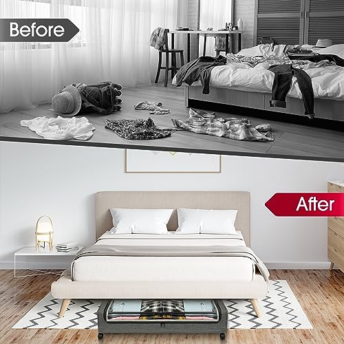 Grey 4-Pack Under Bed Storage Containers with Wheels & Clear Windows
