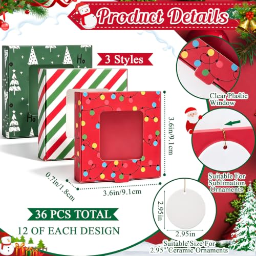 36 Pcs Christmas Sublimation Ornament Gift Boxes with Viewing Windows