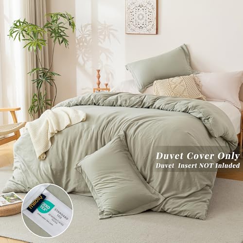 MILDLY King Ultra Soft Duvet Cover Set Mist Sage 3pcs No Comforter - Queen Size