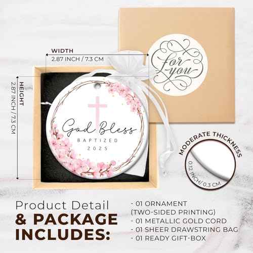 ZAGKOO Easter Baptism Gifts for Girls - Christening Ornament for Baby Girl, Kids, Women - Godchild Gift from Godparents - Religious Easter Decorations, God Bless Baptized Christmas Ornament 2025